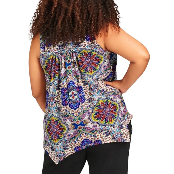 NWT Avenue 14/16 (1X) beaded print top - Picture 9 of 14